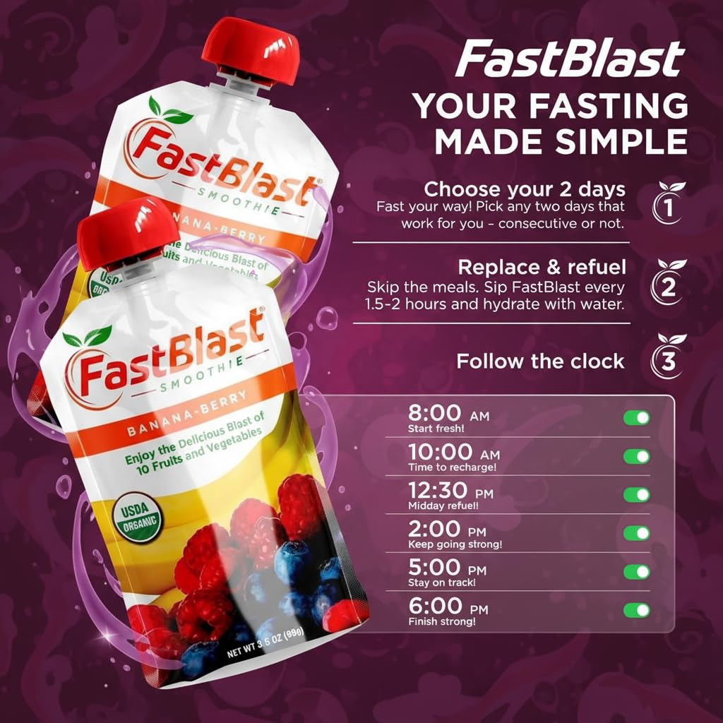 FastBlast no added sugar claim shown, offering a mindful, low-sugar snacking option.