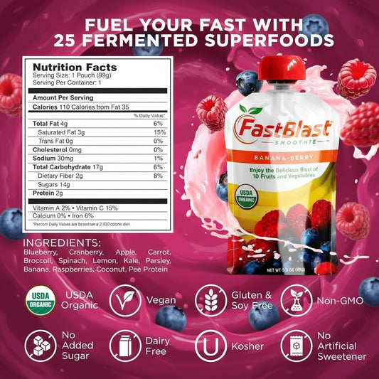 FastBlast real fruit ingredients visible for a natural, satisfying texture.