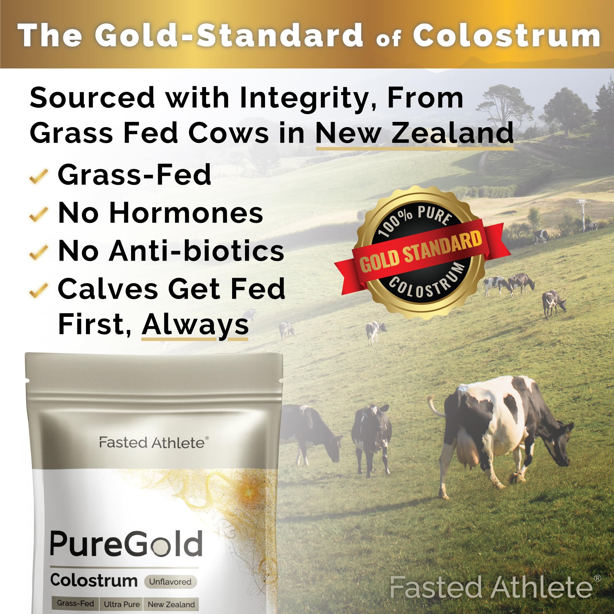 Fasted Athlete PureGold powder close-up highlighting rich bioactive nutrients.