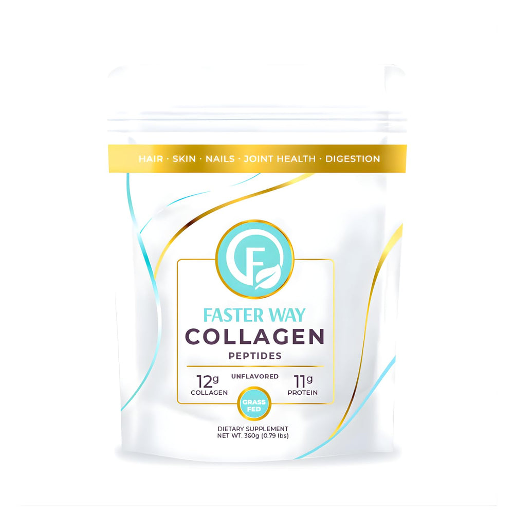FASTer Way Collagen Peptides unflavored powder dissolves quickly in beverages