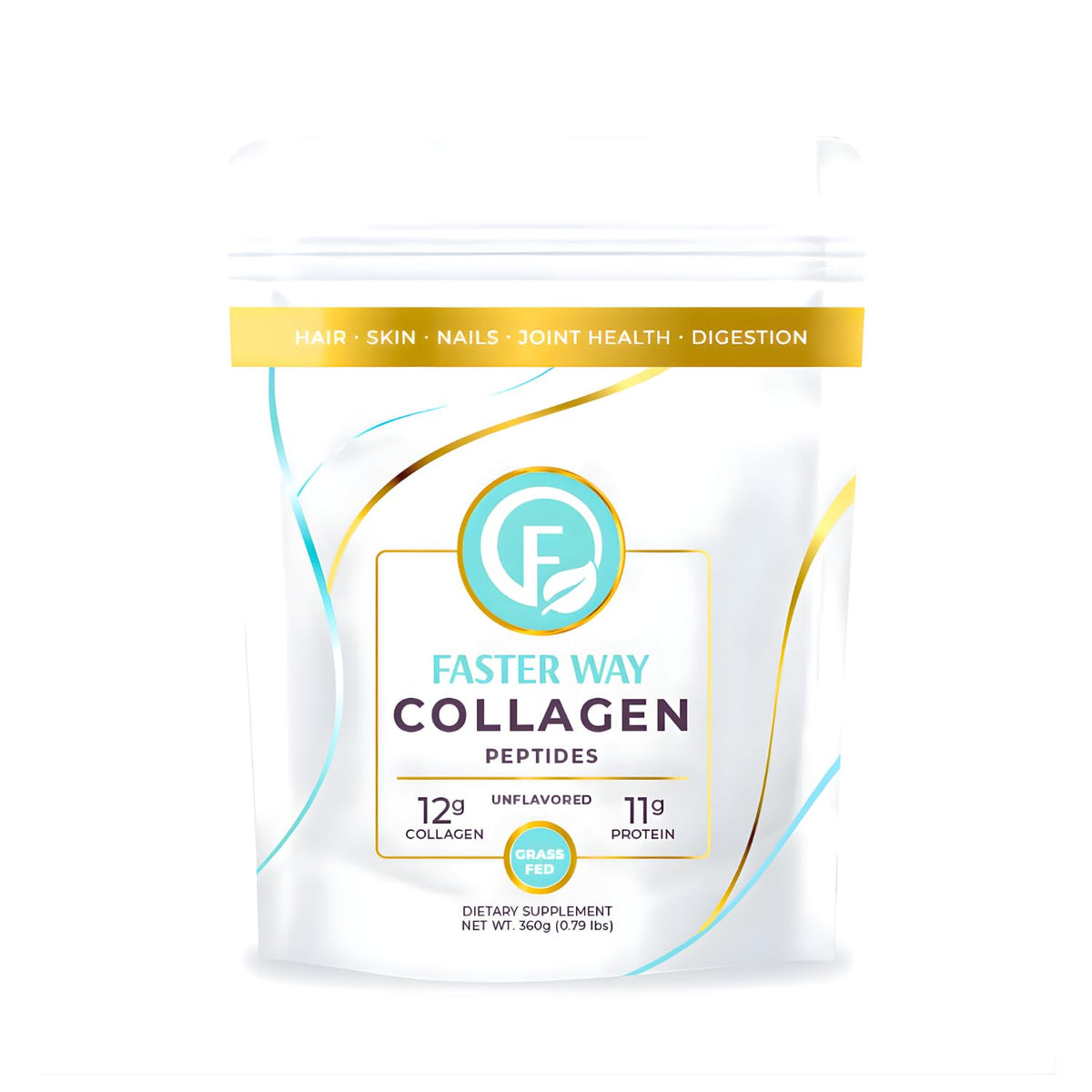 FASTer Way Collagen Peptides unflavored powder dissolves quickly in beverages