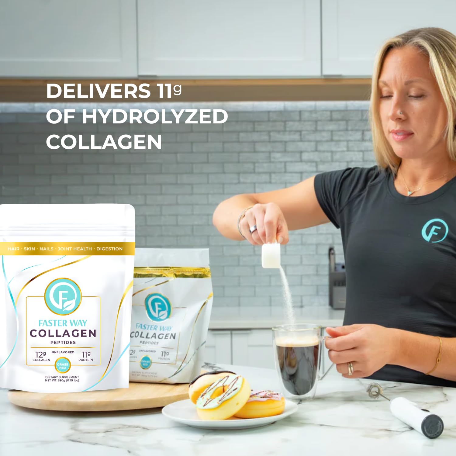 Unflavored formula blends into smoothies without taste or grit
