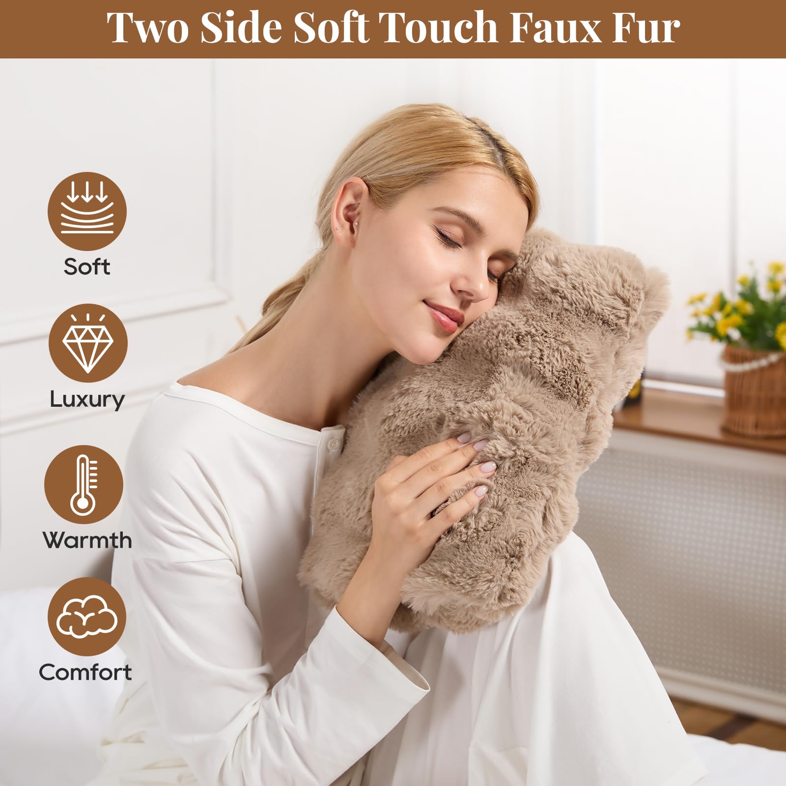 FAYKONCEN luxury faux fur texture for a plush feel.