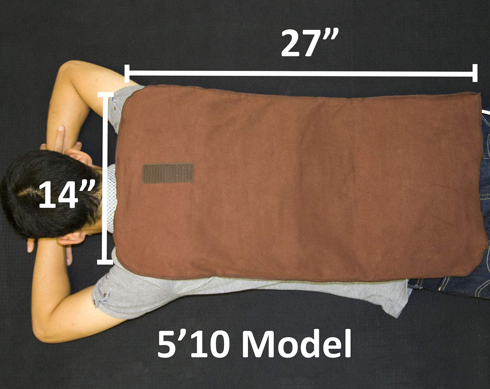 Pad strapped around the waist for hands-free, secure comfort with Natural Relief.