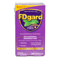 FDgard bottle front label signaling daily gut health support.