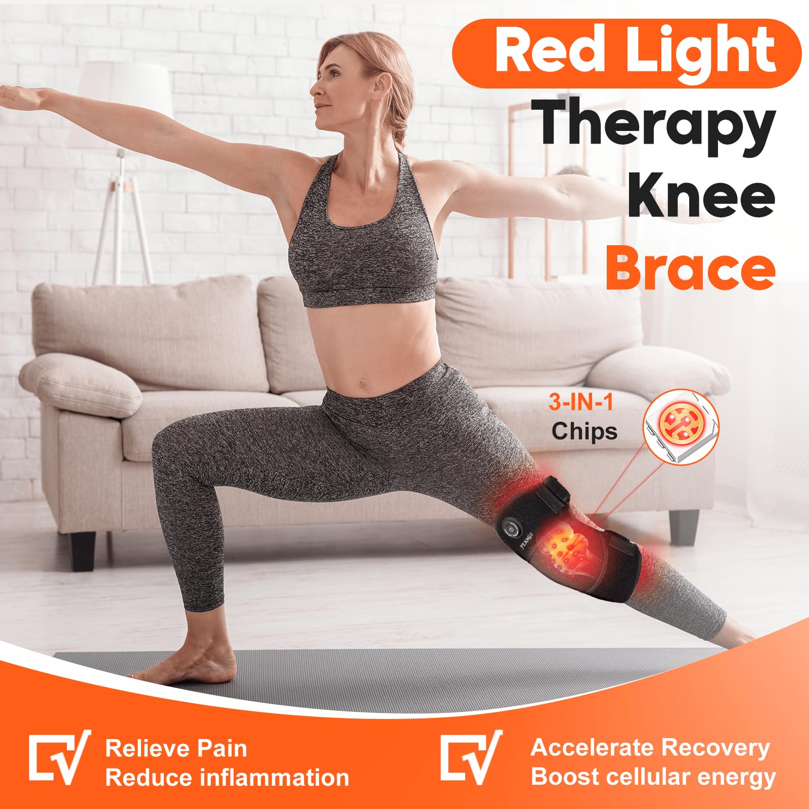 cordless feangli knee wrap showing built-in battery for portability