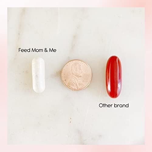 Feed Mom & Me Prenatal DHA label closeup, folate and DHA highlighted.