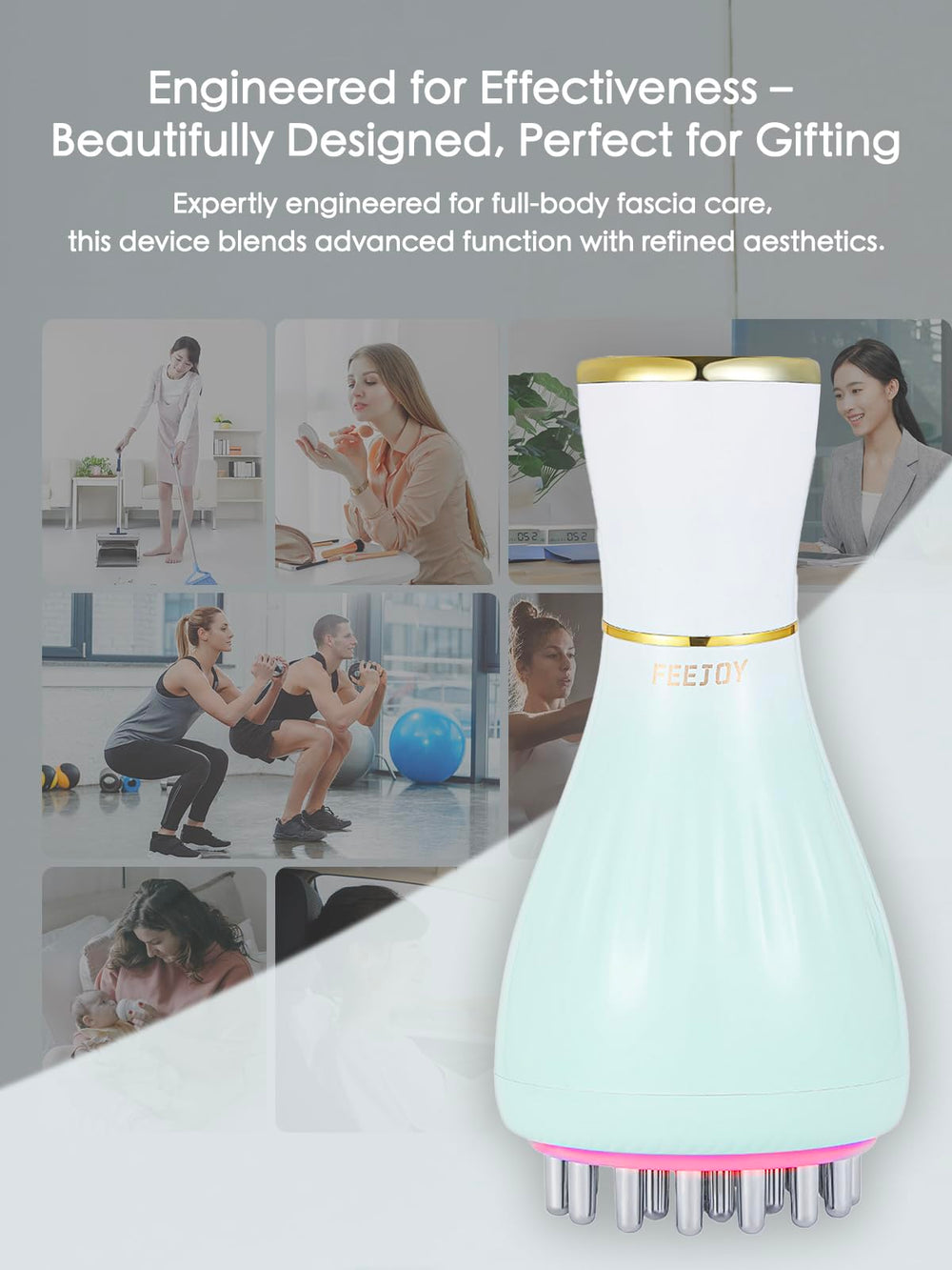 FEEJOY ergonomic handheld massage tool ready for full‑body use