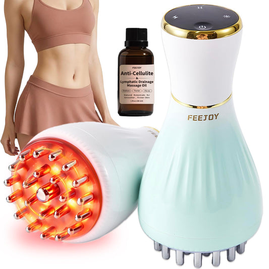 FEEJOY lymphatic drainage massager in hands‑on use on arm for swelling relief