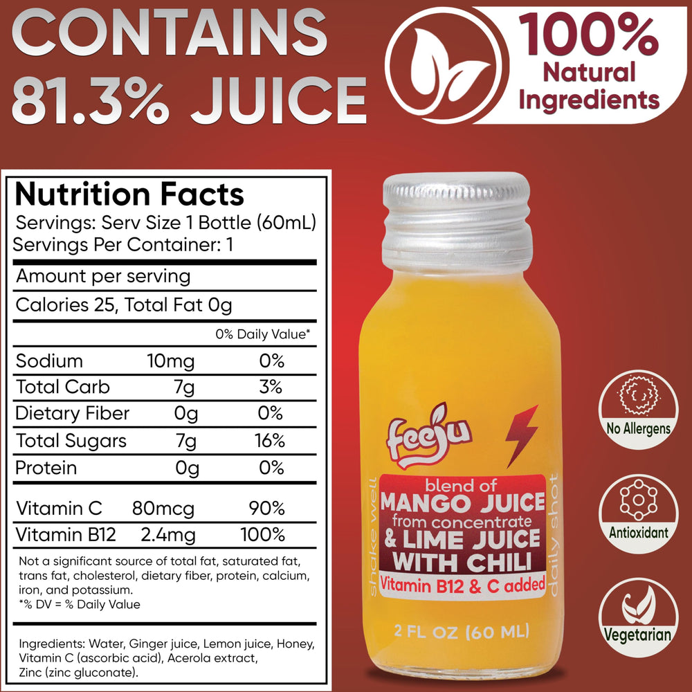 Feeju Mango Nectar Blend bottle pour shows easy on-the-go wellness