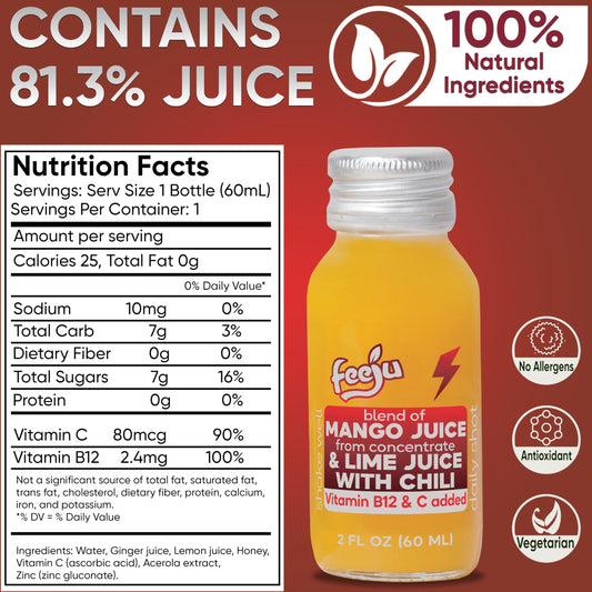 Feeju Mango Nectar Blend bottle pour shows easy on-the-go wellness