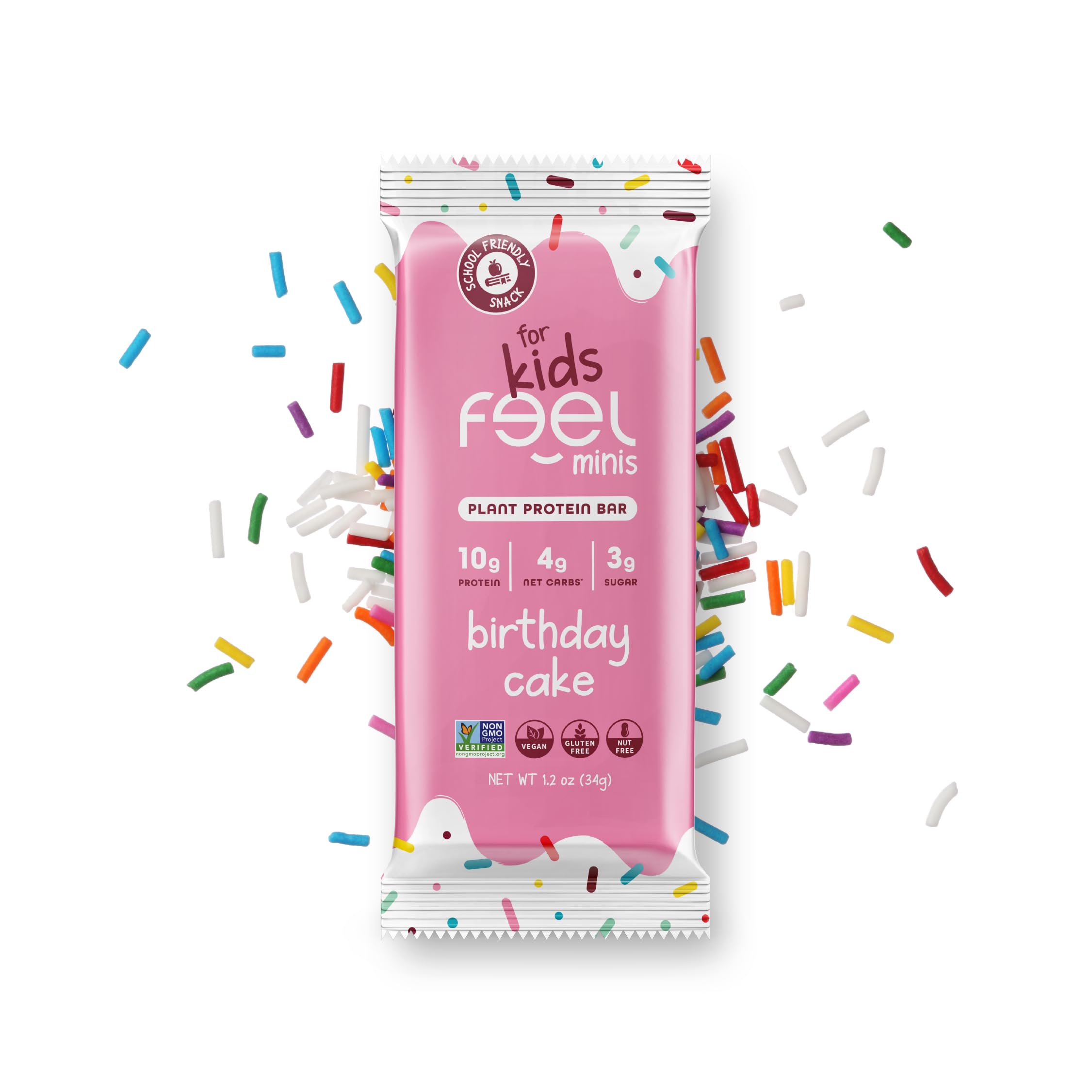 FEEL Feel Bar Minis Birthday Cake bar in a lunchbox, kid-friendly snack