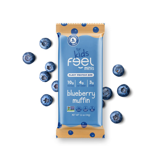 FEEL Feel Bar Minis Blueberry Muffin pack, kid-friendly snack for school lunch.