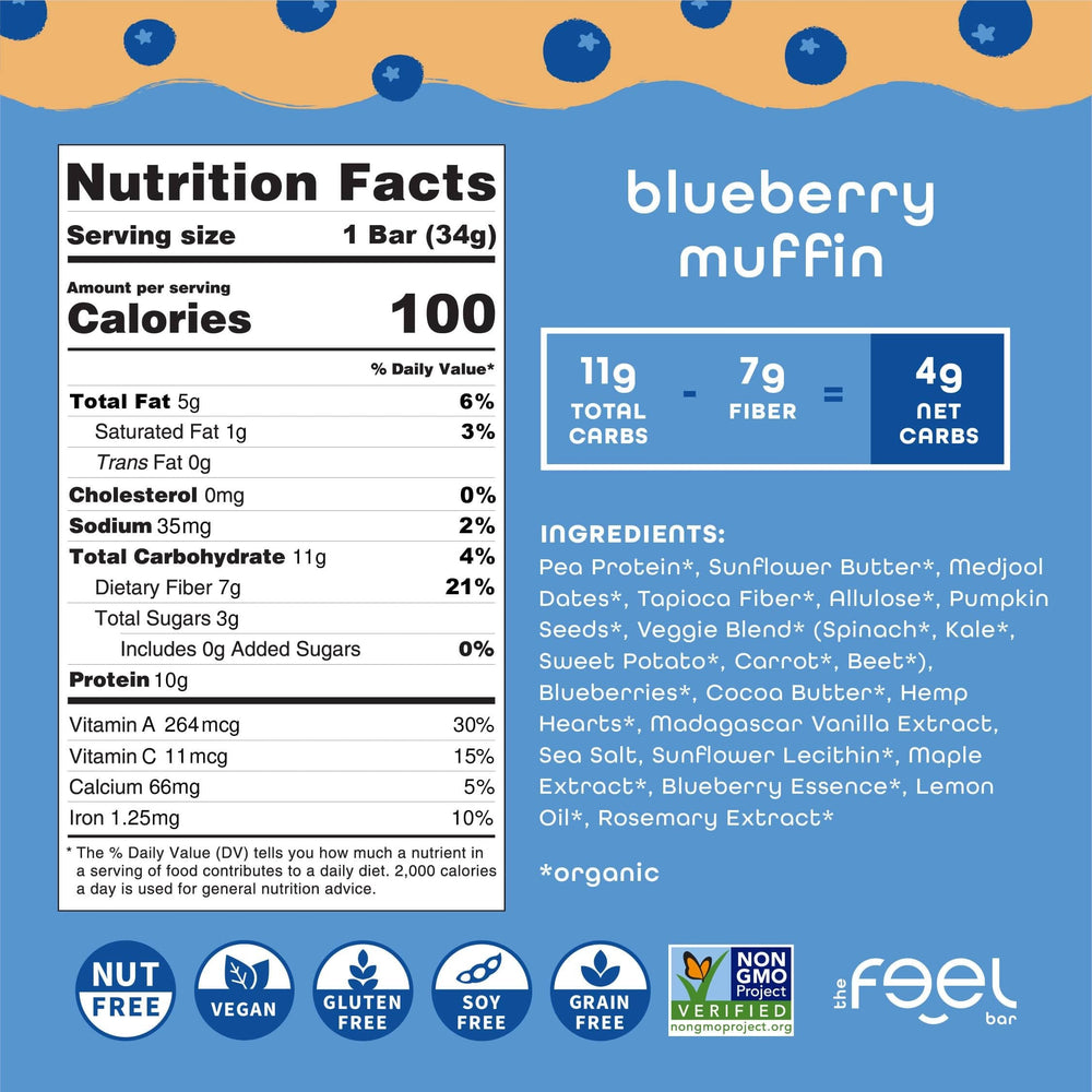 FEEL Feel Bar Minis 10g plant protein label highlights kid fuel.