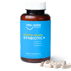 Feel Good Pharma Digestive Enzymes bottle label for daily gut support