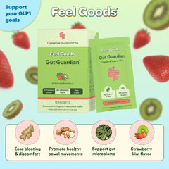 Feel Goods Gut Guardian strawberry kiwi stick pack ready to mix for quick gut comfort.