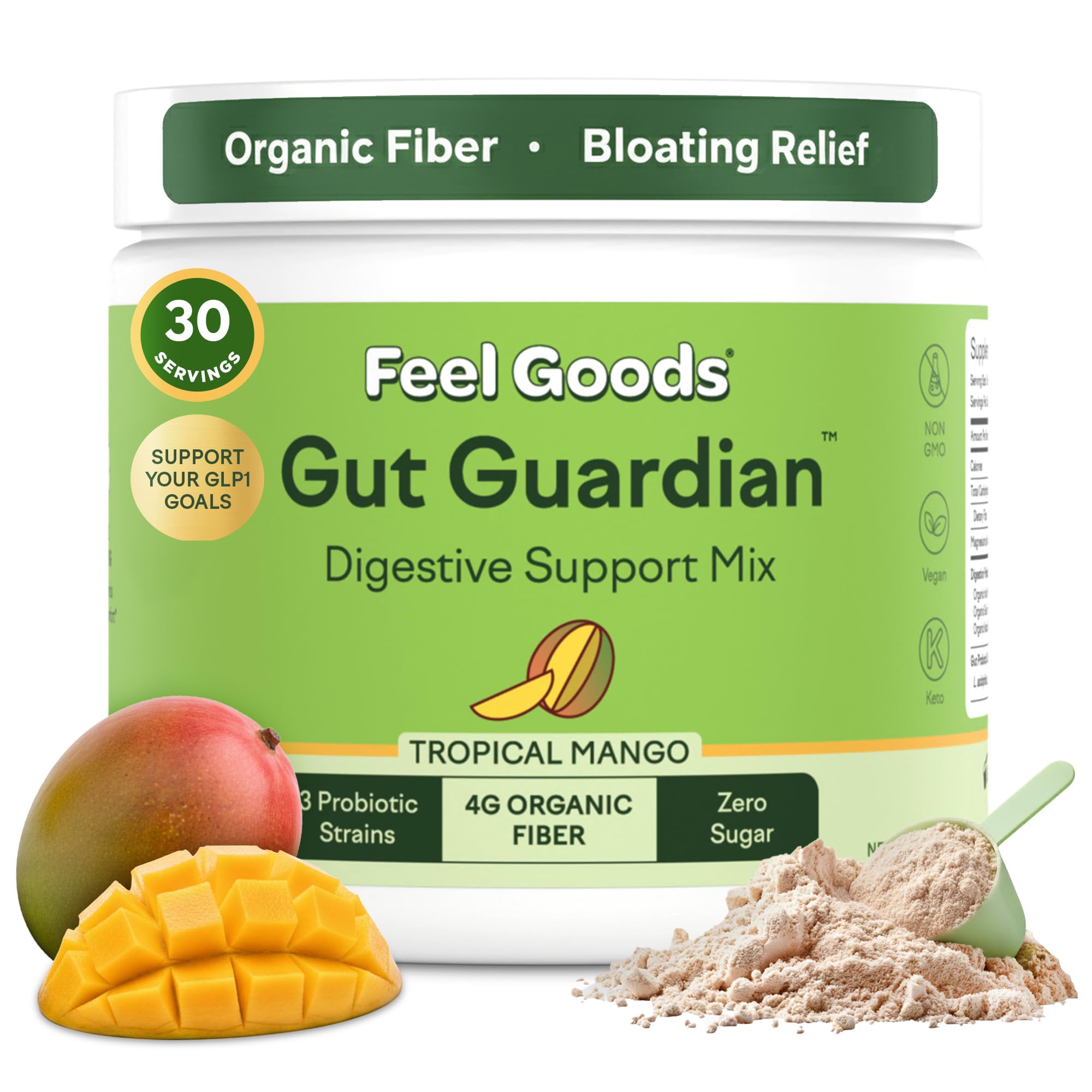Feel Goods Gut Guardian tropical mango powder ready to mix for digestive support