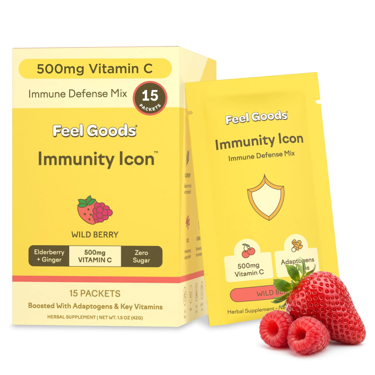 Feel Goods Immunity Icon bottle front view for daily immune support on the go.