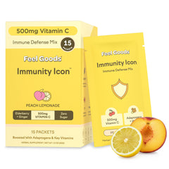 Feel Goods Immunity Icon peach lemonade stick pack for daily immune support on the go