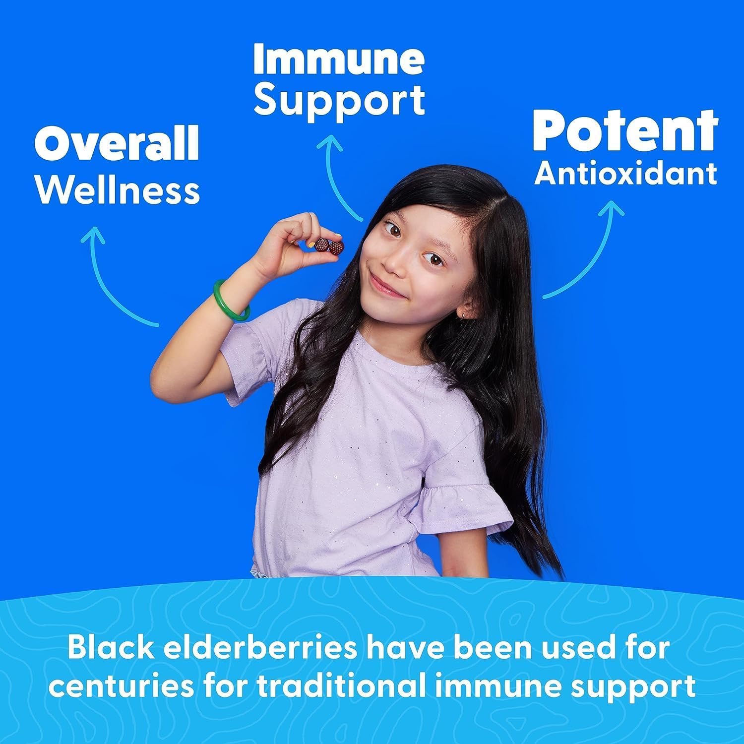 Feel Great 365 kids elderberry gummies zinc and vitamin C berry flavor boost.