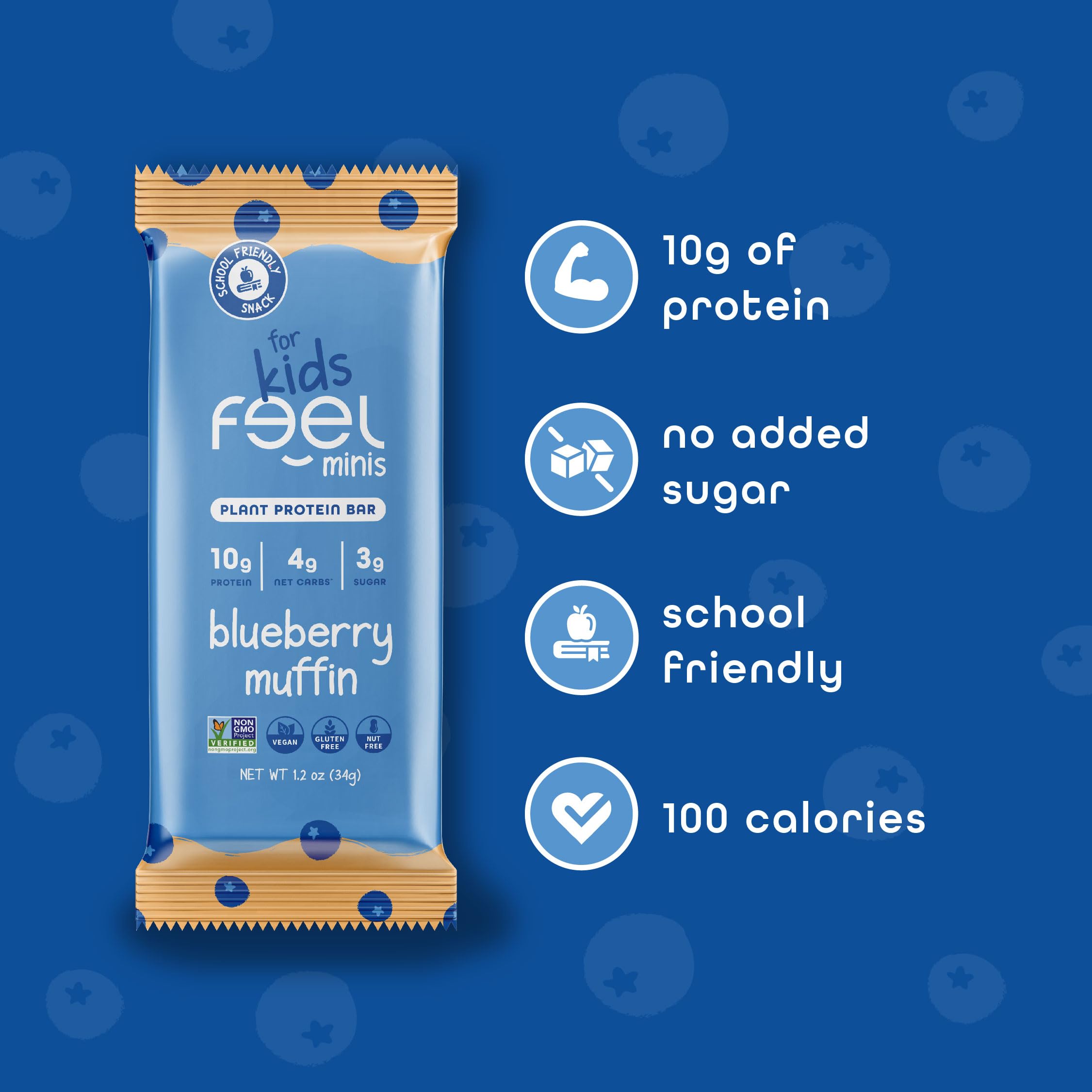 FEEL Kids Bars Minis texture close-up shows soft, chewy center.