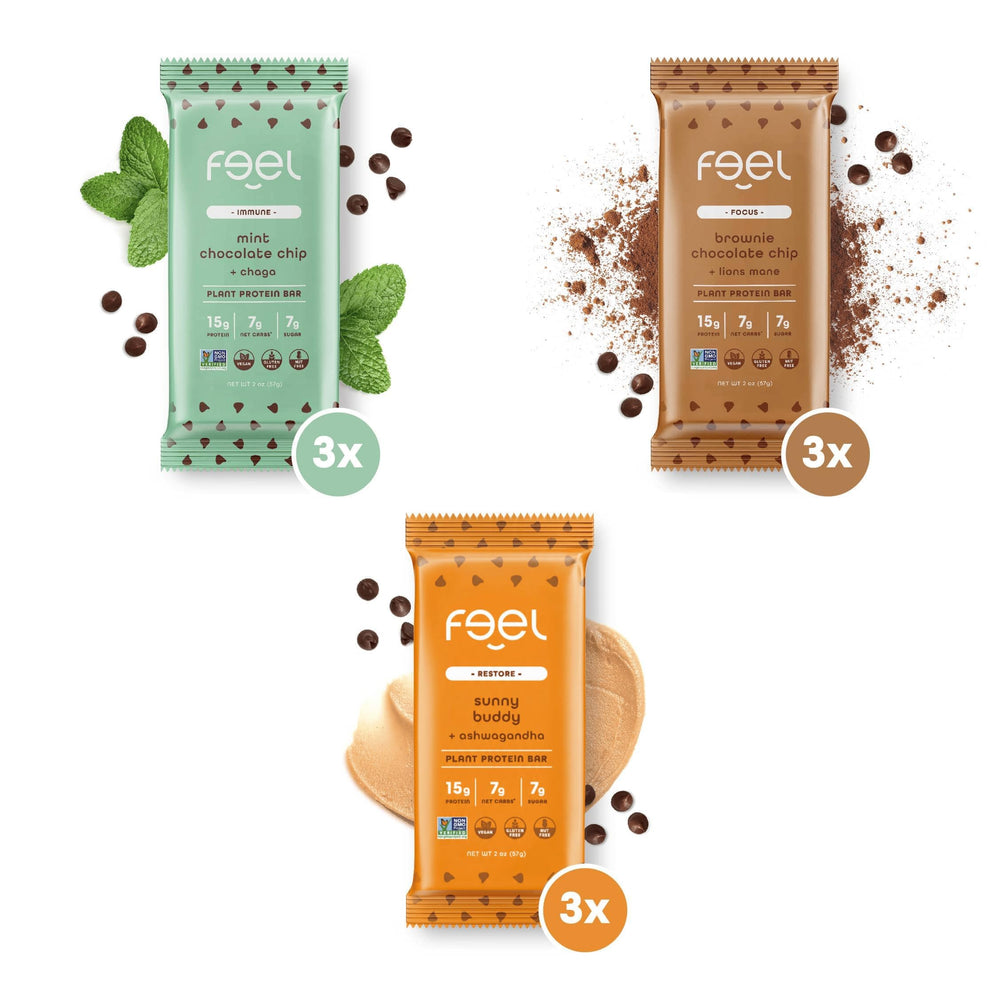 FEEL Vegan Bars Chocolate Lovers Package Closeup highlights organic ingredients and flavor