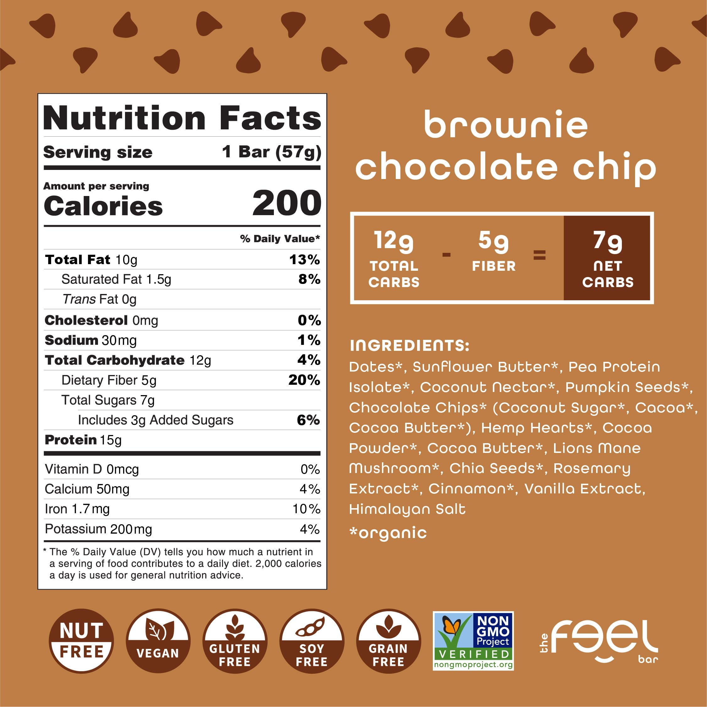 FEEL brownie chocolate chip bars on a snack tray during a work break