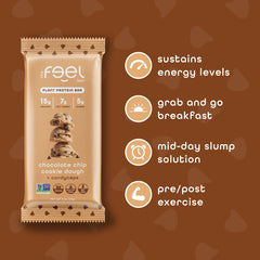 FEEL Balance texture-bite closeup; chewy cookie-dough interior with crisp exterior