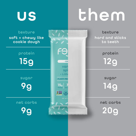 FEEL Calm bar front shows branding and the bar presentation.