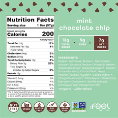 FEEL mint chocolate chip bar wrapped and ready for grab-and-go snacking.