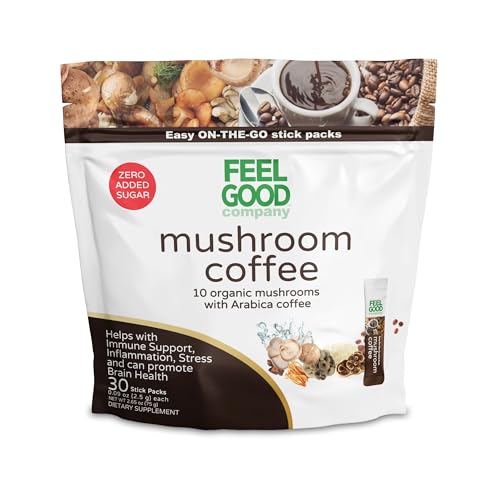 FeelGood Mushroom Coffee stick pack highlights convenient daily caffeine ritual