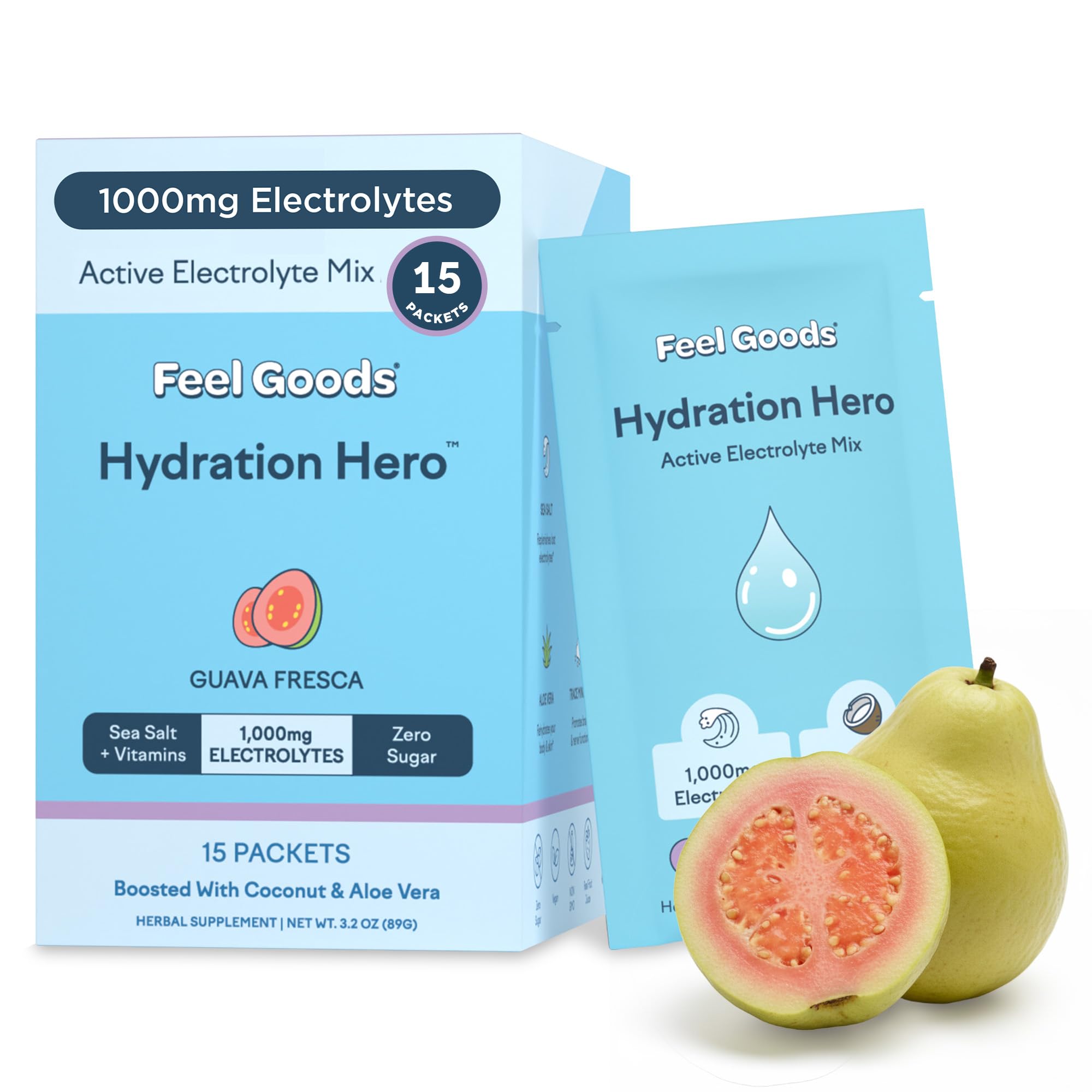 Feel Goods Hydration Hero guava fresca packet for daily hydration on the go.