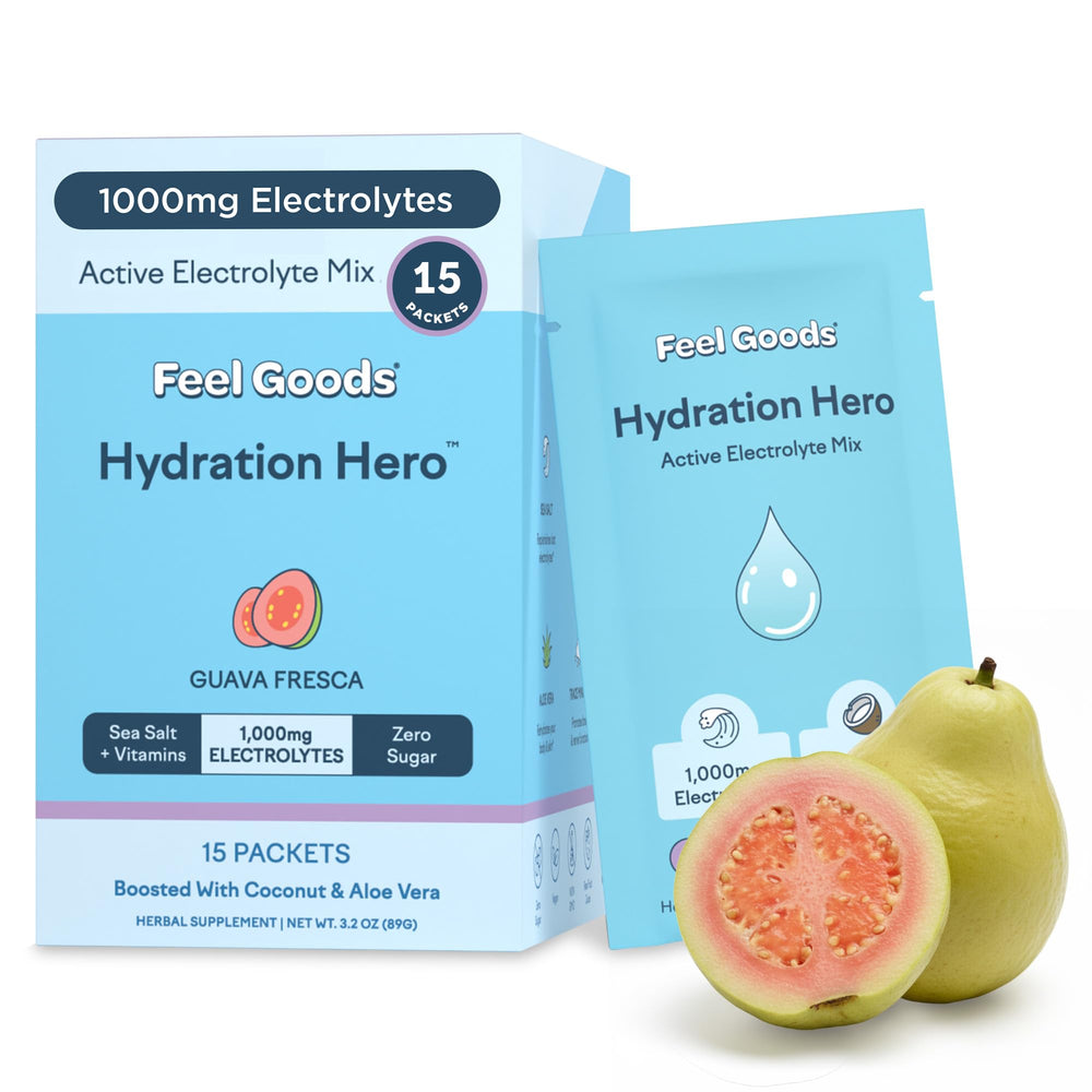 Feel Goods Hydration Hero guava fresca packet for daily hydration on the go.