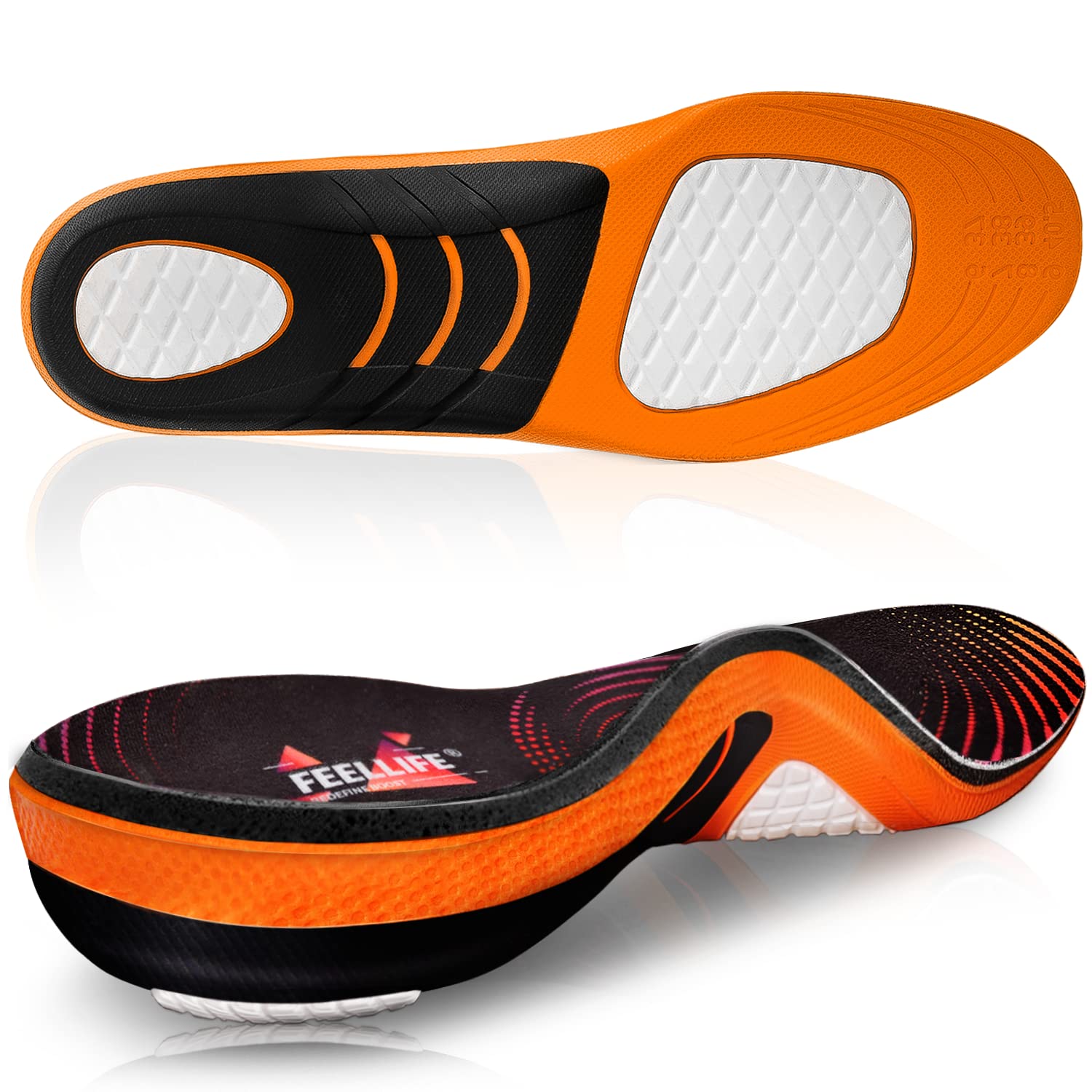 FEELLIFE plantar fasciitis relief insole with heel cradle supports arch for running