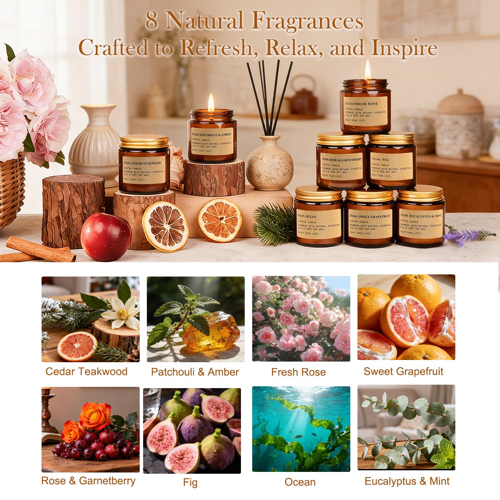 Feibao Rose and Garnetberry amber jar candle romantic accents