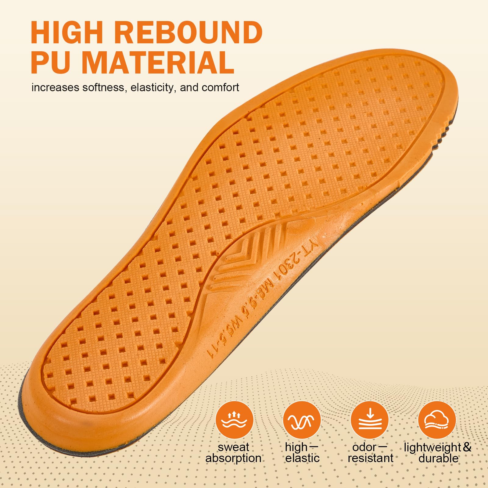 FEILUN durable long-lasting insole maintains shape for extended wear.