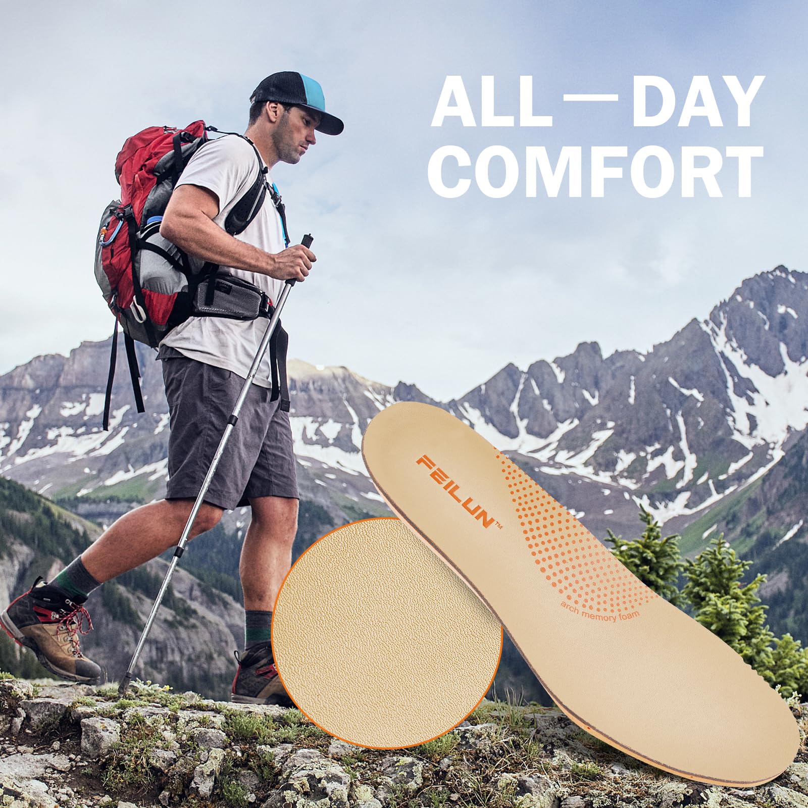 FEILUN durable, long-lasting insole designed for extended wear.