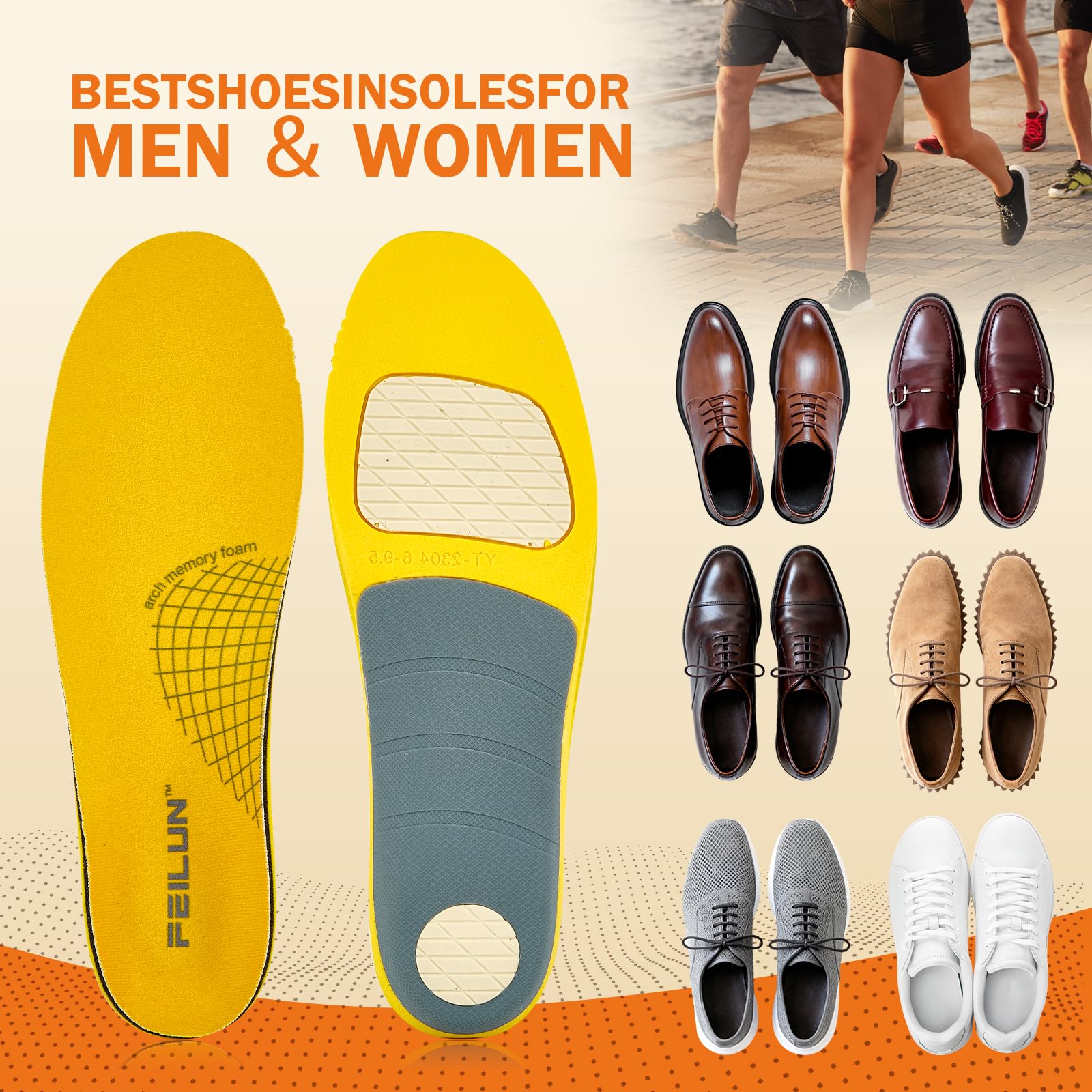 FEILUN arch support insole for flat feet improves support and comfort.