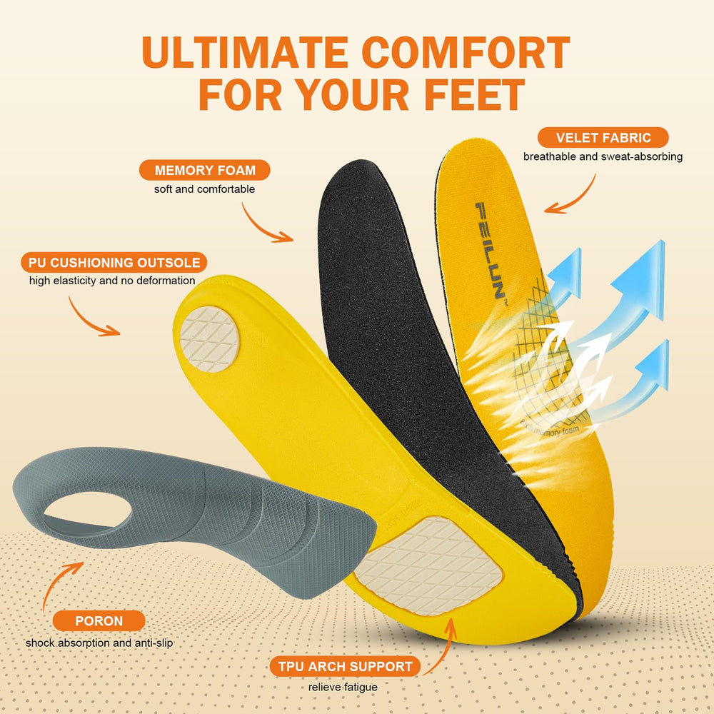 FEILUN memory sponge insole provides cushioned comfort during long shifts.