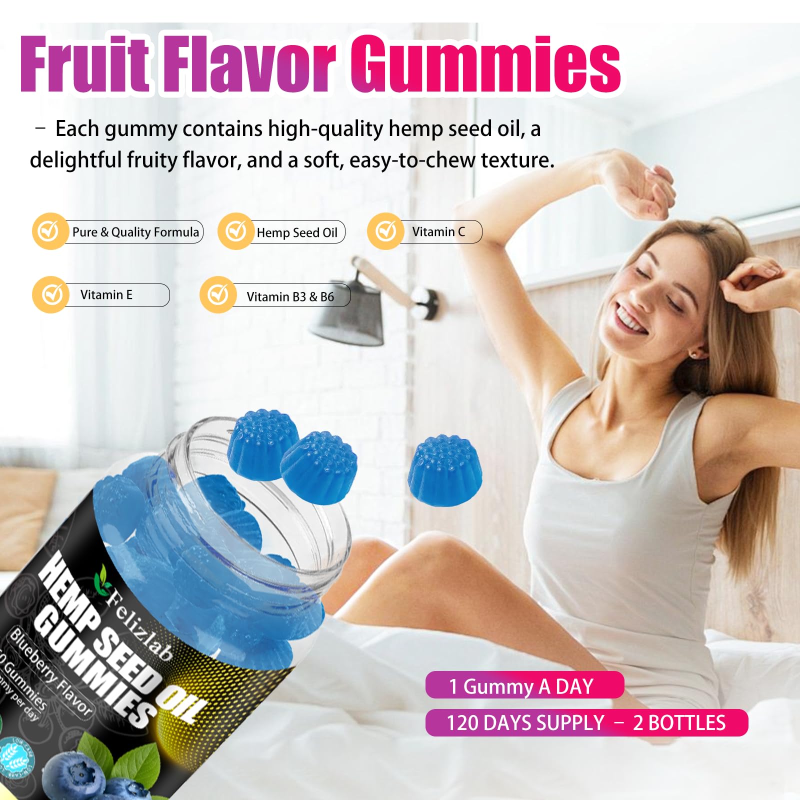 Felizlab hemp gummies raspberry-shaped close-up showing easy chew