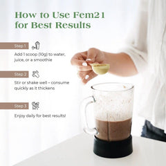 Fem21 womens wellness daily use bottle suggesting sustainable energy