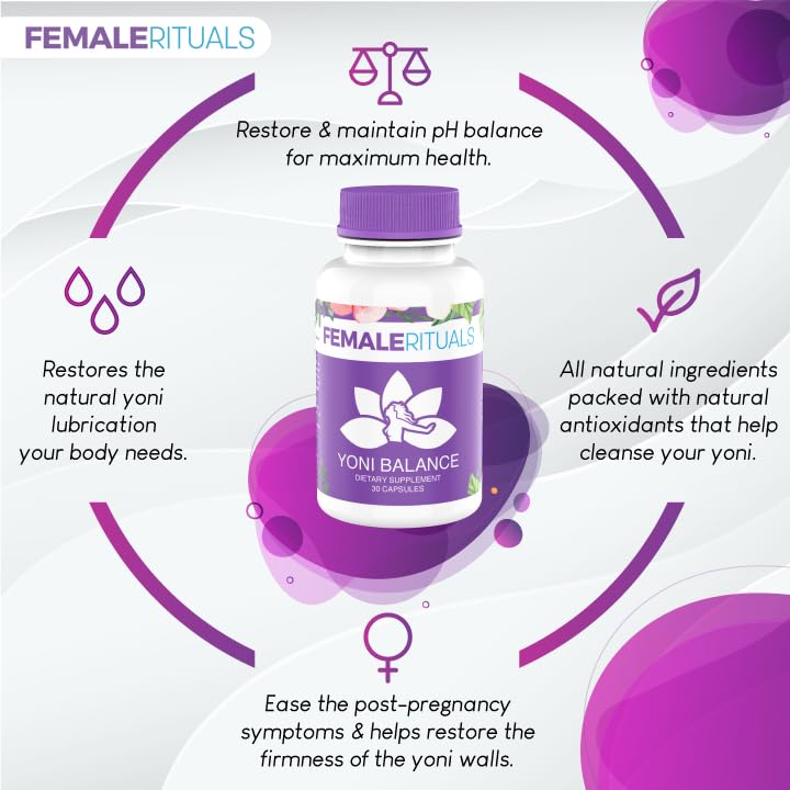 Capsules from Female Rituals Yoni Balance Pills showing herbal blend for balance