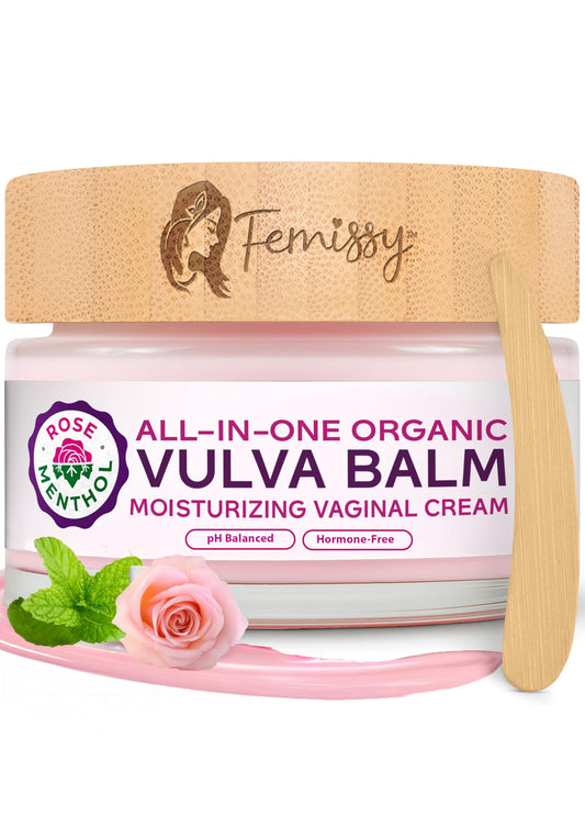 Femissy Vulva Balm Rose & Menthol 2oz with quick absorption for sensitive skin