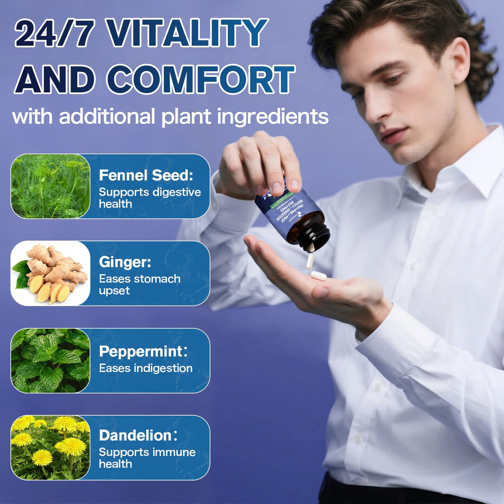 Femmetra herbal botanicals fennel-ginger-peppermint image hints soothing comfort
