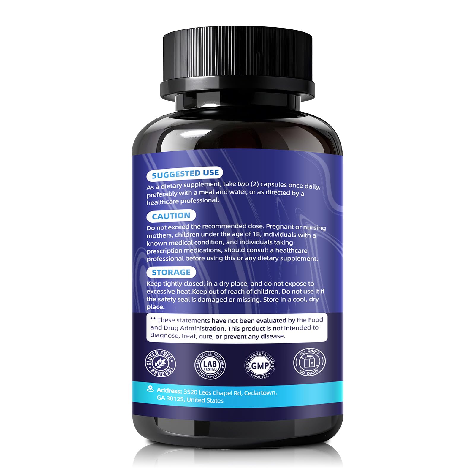 Femmetra Magnesium Complex label with GMP and third-party testing for purity