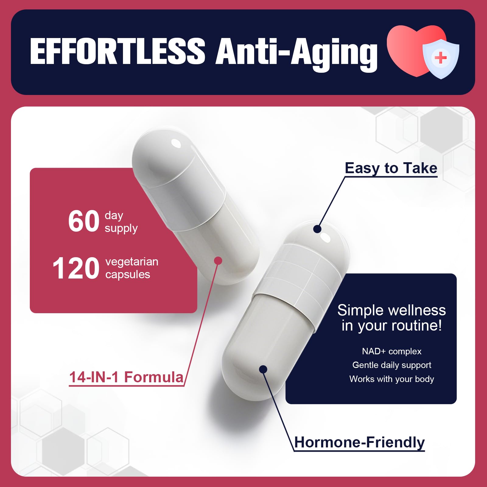 Glass of water with Femmetra NAD+ bottle for hydration-friendly intake.