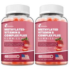 Femmetra Ultra Methylated B-Complex Gummies bottle highlights convenient daily energy support