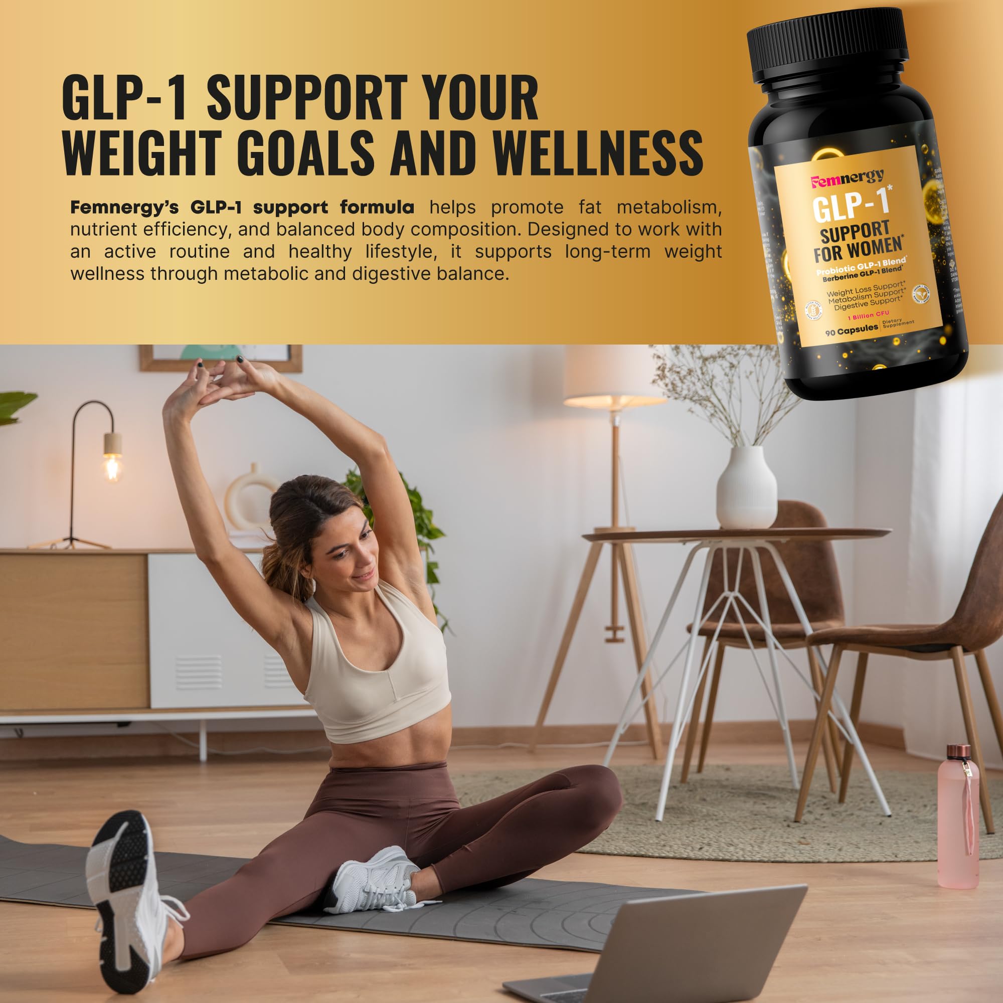 Ingredients of Femnergy GLP-1 Support include cinnamon and turmeric for daily wellness.