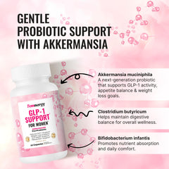 Femnergy GLP-1 Support for Women digestive wellness close-up highlighting gut balance benefits.