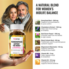 Visual of Femnergy Perimenopause ingredients blend with chasteberry and black cohosh